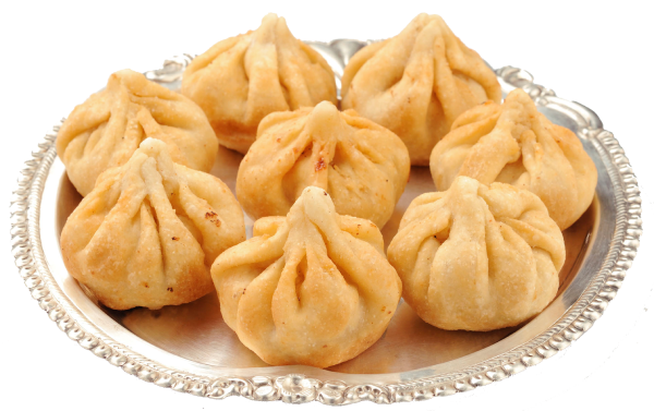 An image of 8 fried modaks,